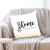 ADPi sorority name with stylish sweet home design custom printed on white or natural cotton throw pillow cover.