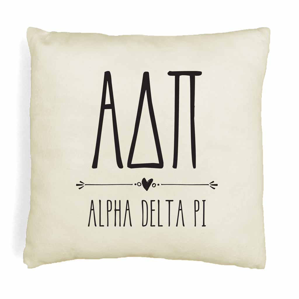 Custom printed throw pillow cover for your dorm room, sorority house or apartment digitally printed on white or natural cotton cover.