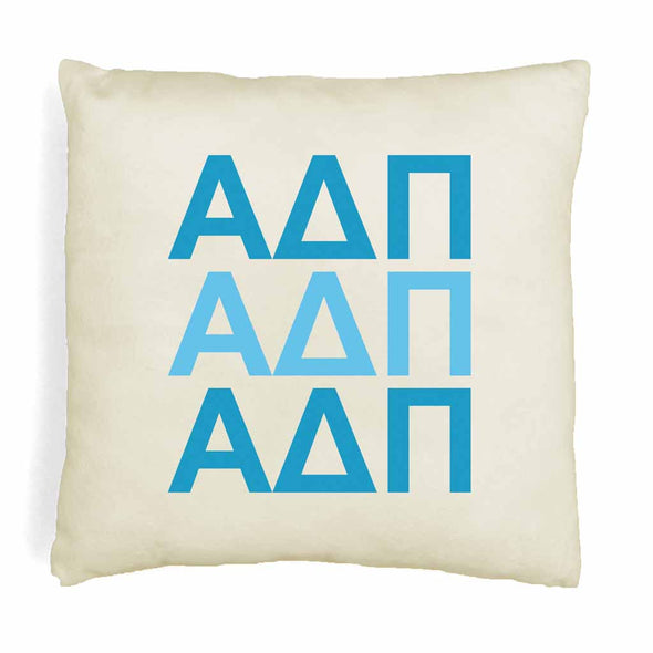 ADP sorority colors X3 digitally printed in sorority colors on white or natural cotton throw pillow cover.