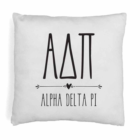 Super cute sorority boho design custom printed on white or natural cotton throw pillow cover.