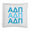 Alpha Delta Pi sorority letters digitally printed in sorority colors on throw pillow cover.