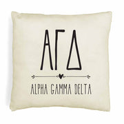 Custom printed throw pillow cover for your dorm room, sorority house or apartment digitally printed on white or natural cotton cover.