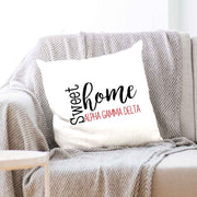 AGD sorority name with stylish sweet home design custom printed on white or natural cotton throw pillow cover.