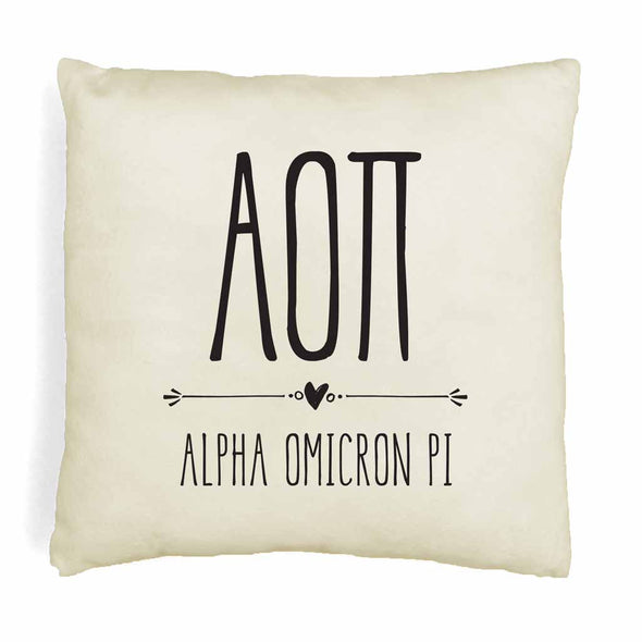 Custom printed throw pillow cover for your dorm room, sorority house or apartment digitally printed on white or natural cotton cover.