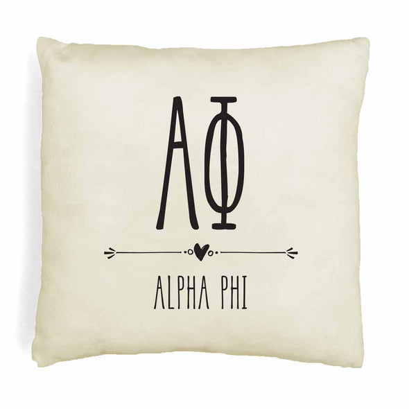 Custom printed throw pillow cover for your dorm room, sorority house or apartment digitally printed on white or natural cotton cover.