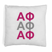 Alpha Phi  sorority letters digitally printed in sorority colors on throw pillow cover.