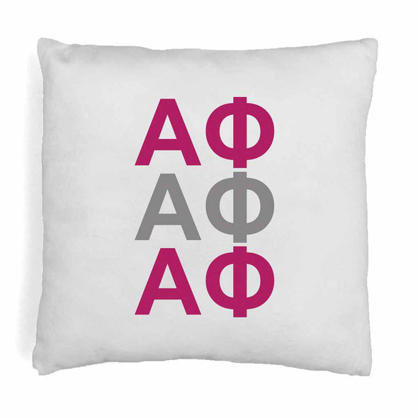 Alpha Phi sorority colors X3 digitally printed in sorority colors on white or natural cotton throw pillow cover.