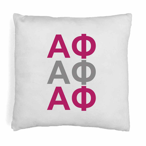 Alpha Phi sorority colors X3 digitally printed in sorority colors on white or natural cotton throw pillow cover.