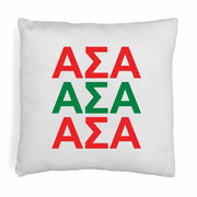 Alpha Sigma Alpha sorority colors X3 digitally printed in sorority colors on white or natural cotton throw pillow cover.