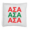 Alpha Sigma Alpha sorority colors X3 digitally printed in sorority colors on white or natural cotton throw pillow cover.