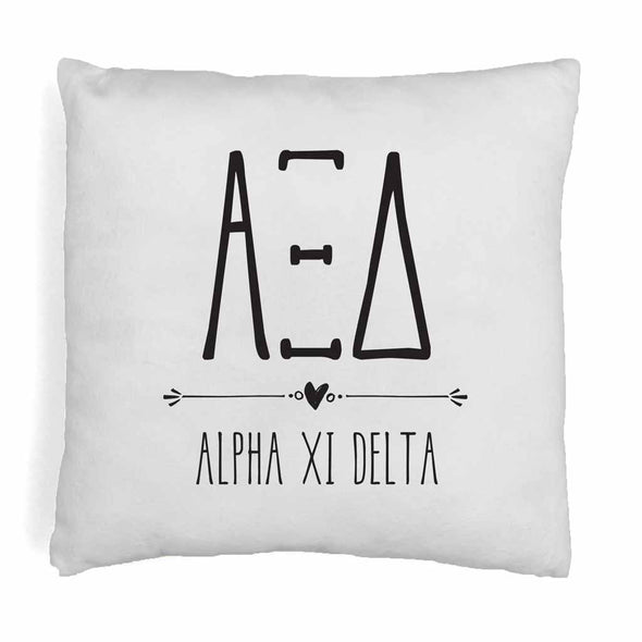 Super cute sorority boho design custom printed on white or natural cotton throw pillow cover.