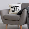 AXID sorority name in mod style design custom printed on white or natural cotton throw pillow cover.