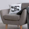 AXID sorority name in mod style design custom printed on white or natural cotton throw pillow cover.