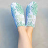 Soft and comfortable white cotton no show socks digitally printed with self affirmation positive believe it to achieve it design.