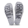 Bring me a shot of tequila custom printed on the bottom soles of heather gray cotton no show socks makes a fun gift for the wedding party!