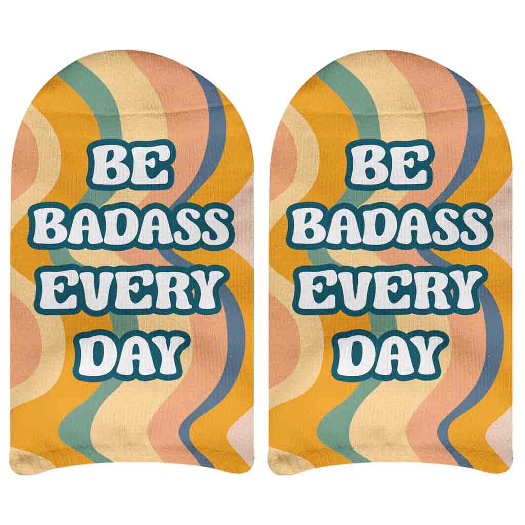 Be badass everyday digitally printed on no show socks.