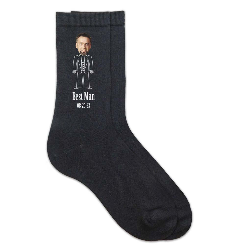 Cute wedding socks custom printed with your photo on cotton dress socks