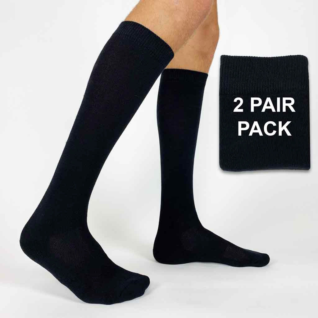 Blank cotton sport knee high socks on sale sold in a2 pair pack as is with no printing.