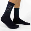 The perfect custom accessory for the father of the bride printed with your wedding date and special saying our best walk ever on flat knit dress socks.