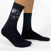 Personalized wedding socks My Dad My Hero My Friend with the date printed on the outside of both socks make a great wedding keepsake.