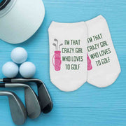 Quality cotton blend golf socks printed with eco-friendly apparel inks.