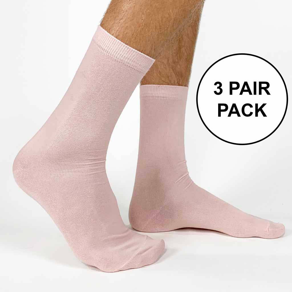 Sockprints blush flat knit cotton dress socks sold in a three pair pack as is with no printing.