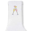 Super cute champagne flutes with heart design custom printed on crew socks.