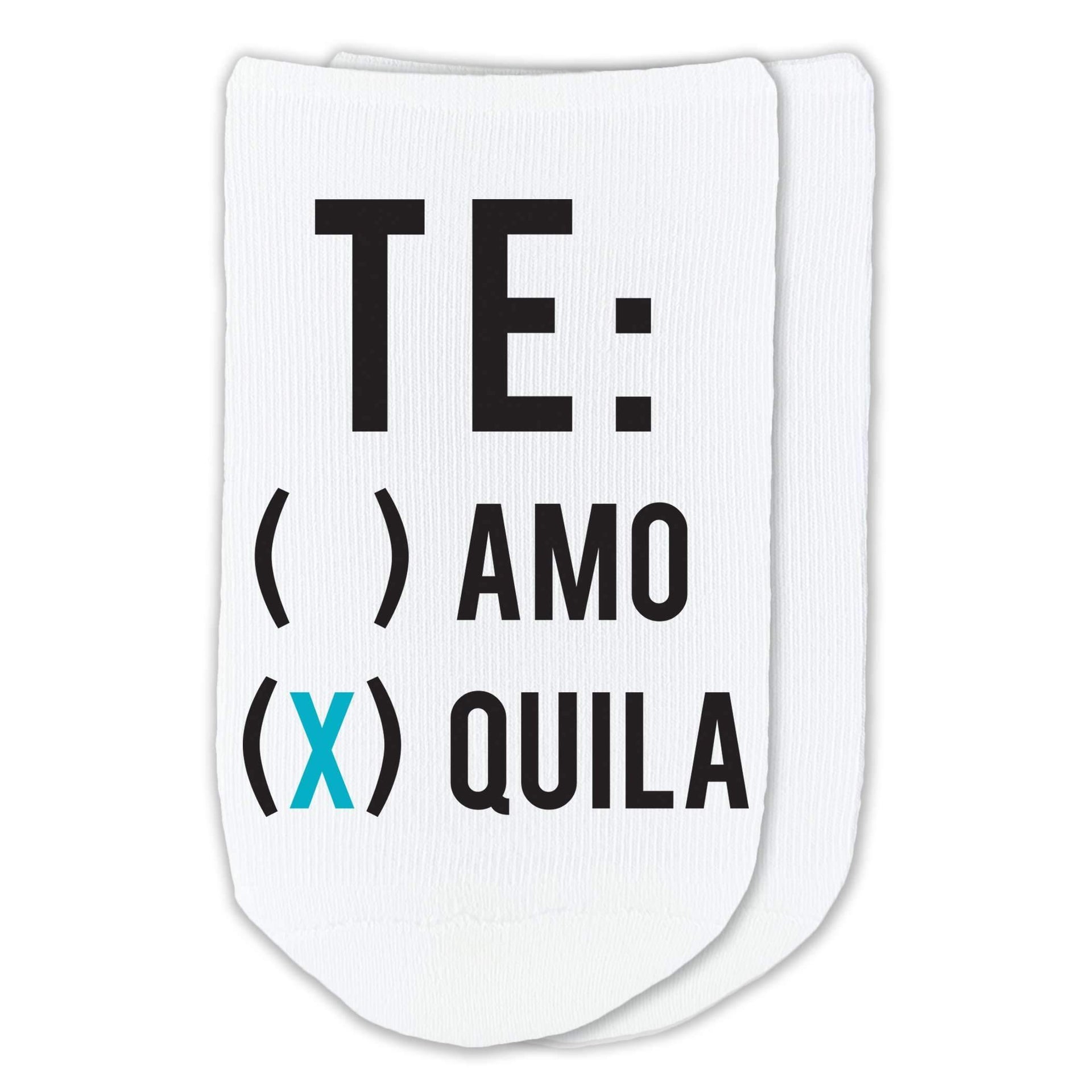 Te amo or quila humorous socks custom printed.