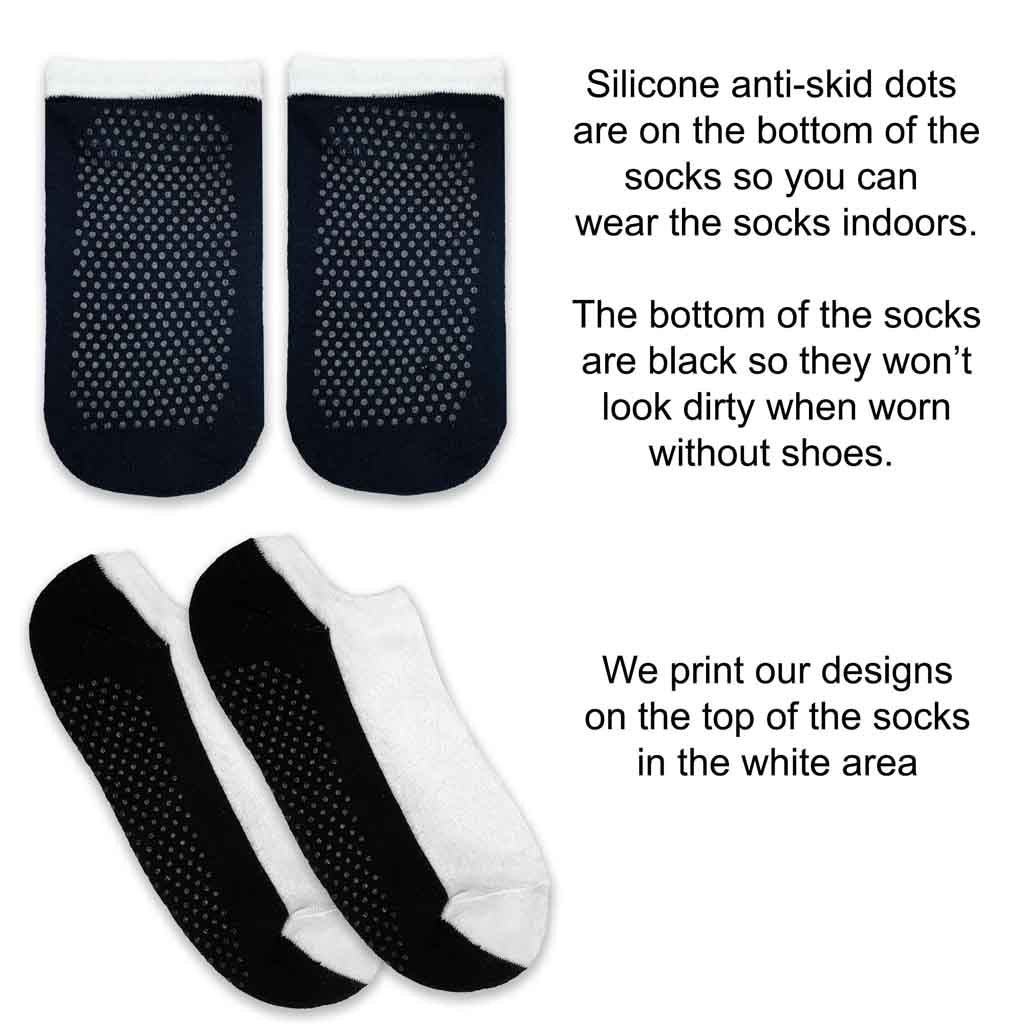 Silicone anti skid dots are on the bottom of the socks so you can wear the socks indoors.