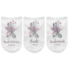 Super cute bridal party socks personalized with your wedding date and role.