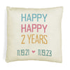 2nd anniversary pillow cover with happy happy two years design printed with your wedding date .