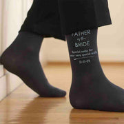 Flat knit wedding socks custom printed with special socks for our very special walk in colored ink.