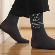 Custom affordable father of the bride wedding day socks printed with special socks for our very special walk and personalized with your wedding date.