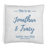 This is us design custom printed on accent throw pillow cover with your names and date.