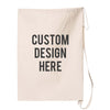 Custom printed designs digitally printed on canvas laundry bag.