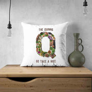 Customized throw pillow cover personalized with your name and initial with a nature inspired design.