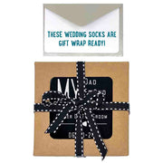 Super cute easy to assemble wedding gift box included with purchase of custom printed wedding socks for the father of the groom.