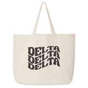 Delta Delta Delta digitally printed simple mod design on roomy canvas sorority tote bag.