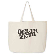 Delta Zeta digitally printed simple mod design on roomy canvas sorority tote bag.