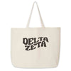 Delta Zeta digitally printed simple mod design on roomy canvas sorority tote bag.