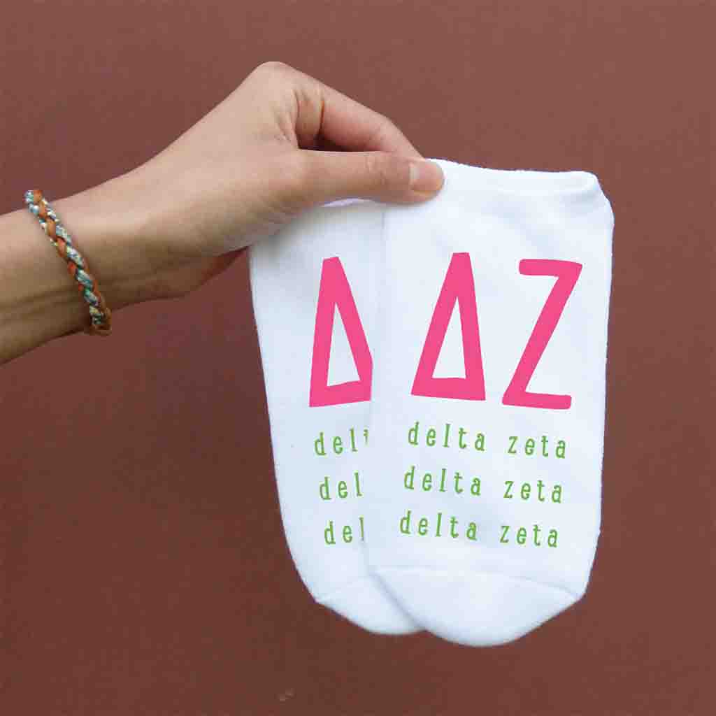 Delta Gamma Sorority Greek Letters and Name Canvas Tote – Sockprints