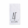 Delta Gamma sorority name and letters digitally printed on cotton dishtowel with boho style design.