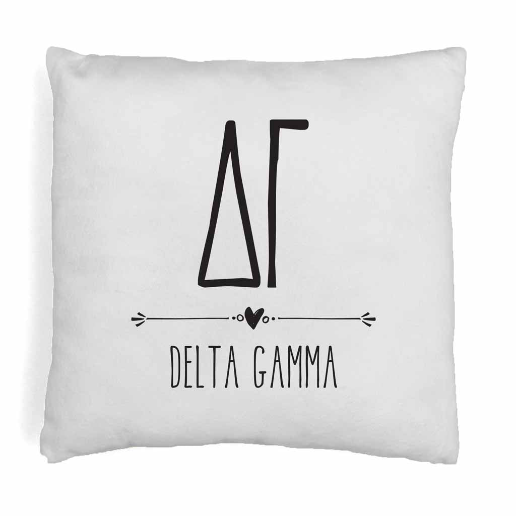 Super cute sorority boho design custom printed on white or natural cotton throw pillow cover.