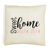 Sweet home Delta Zeta custom throw pillow cover digitally printed on white or natural cover.