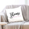 Delta Zeta sorority name with stylish sweet home design custom printed on white or natural cotton throw pillow cover.