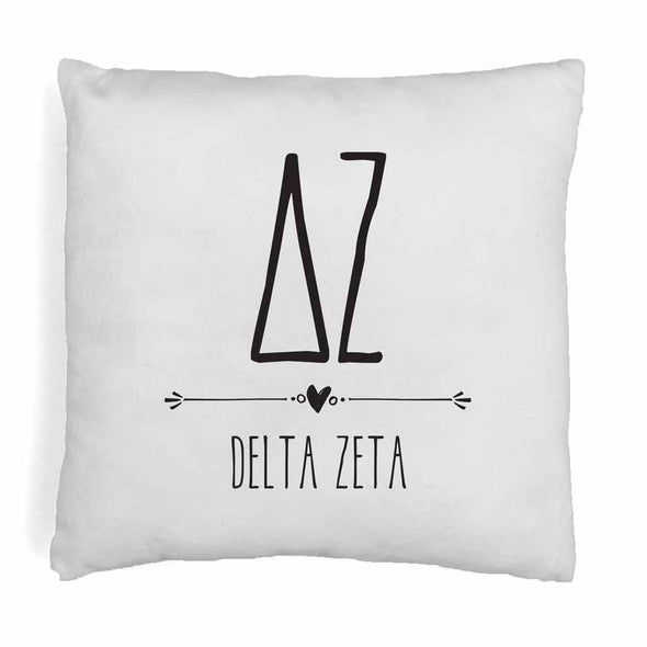 Super cute sorority boho design custom printed on white or natural cotton throw pillow cover.
