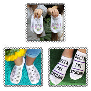 D Phi-E sorority 3 pairs of socks gift set for bid day and chapter orders