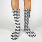 White crew socks featuring all-over custom printing—ideal for adding personalized images, patterns, or logos for standout gifts, events, or promotions