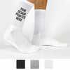 Design your own custom printed large crew socks available in black, heather gray, or white.