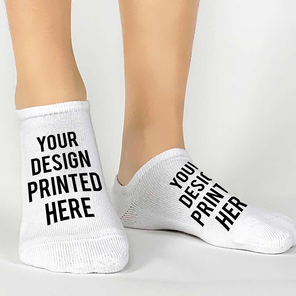 Design you own custom printed no show socks size small.